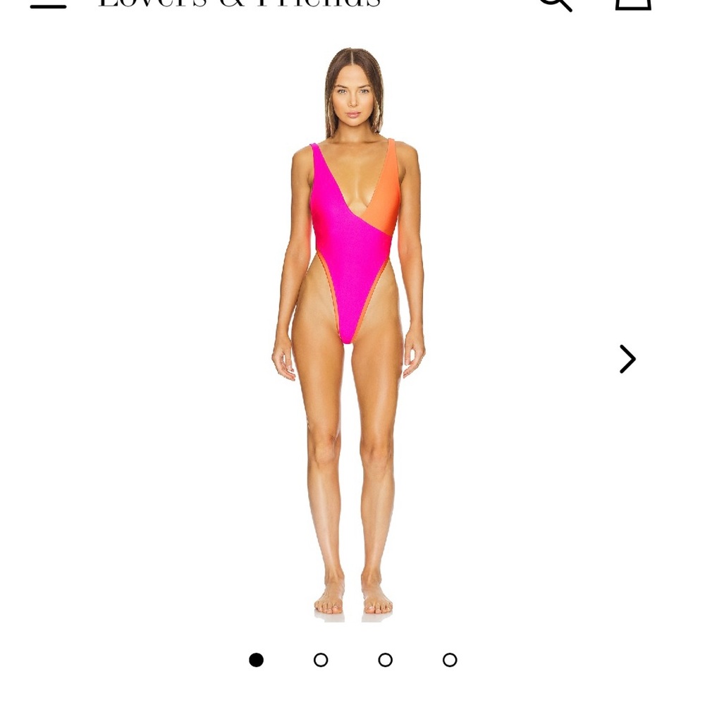 Lovers + Friends Lucky Girl One-Piece Swimsuit Pink and Orange